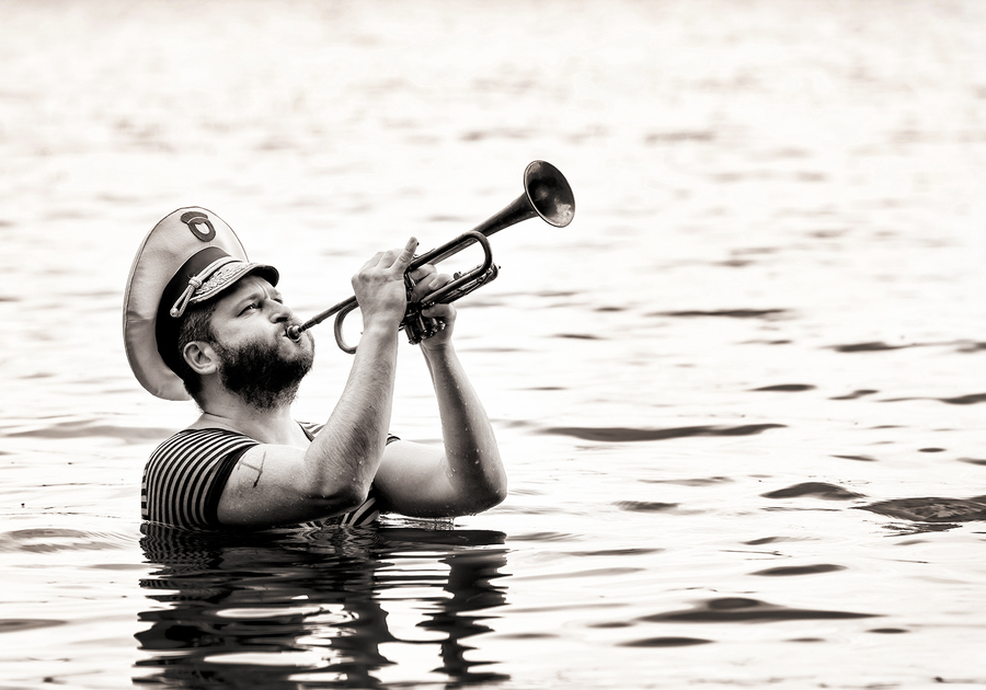 Kapitein Winokio voor het project 'Walk on water'